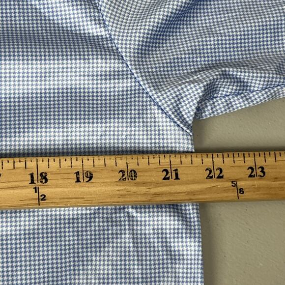 Collars & Co Polo Shirt Mens L Blue Houndstooth Performance Golf Dress Collar - Picture 4 of 8